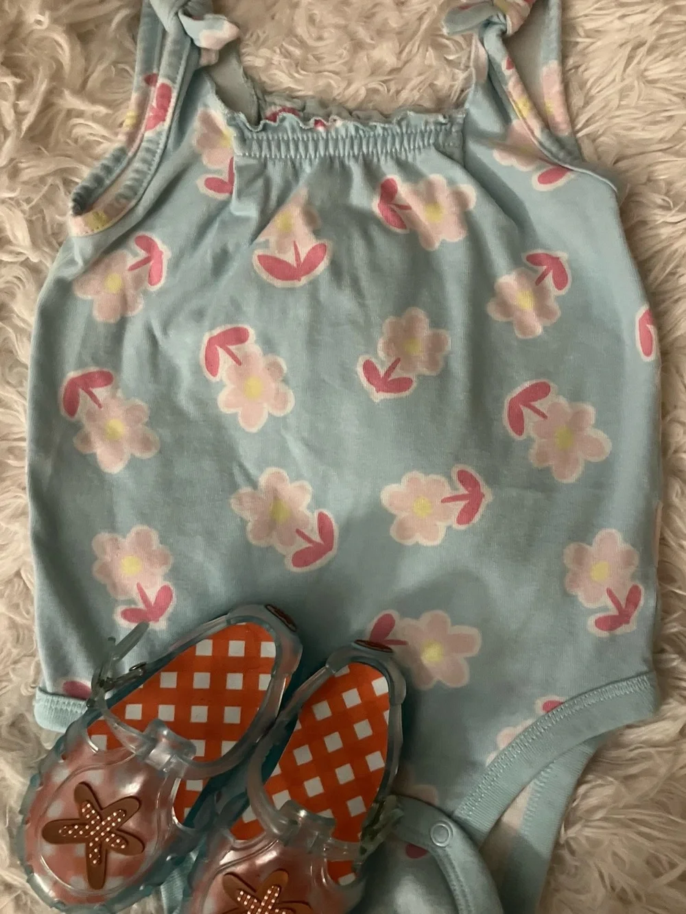 Tutto Piccolo Kids Clear Jelly Sandals with Starfish Accent - Pink/Orange